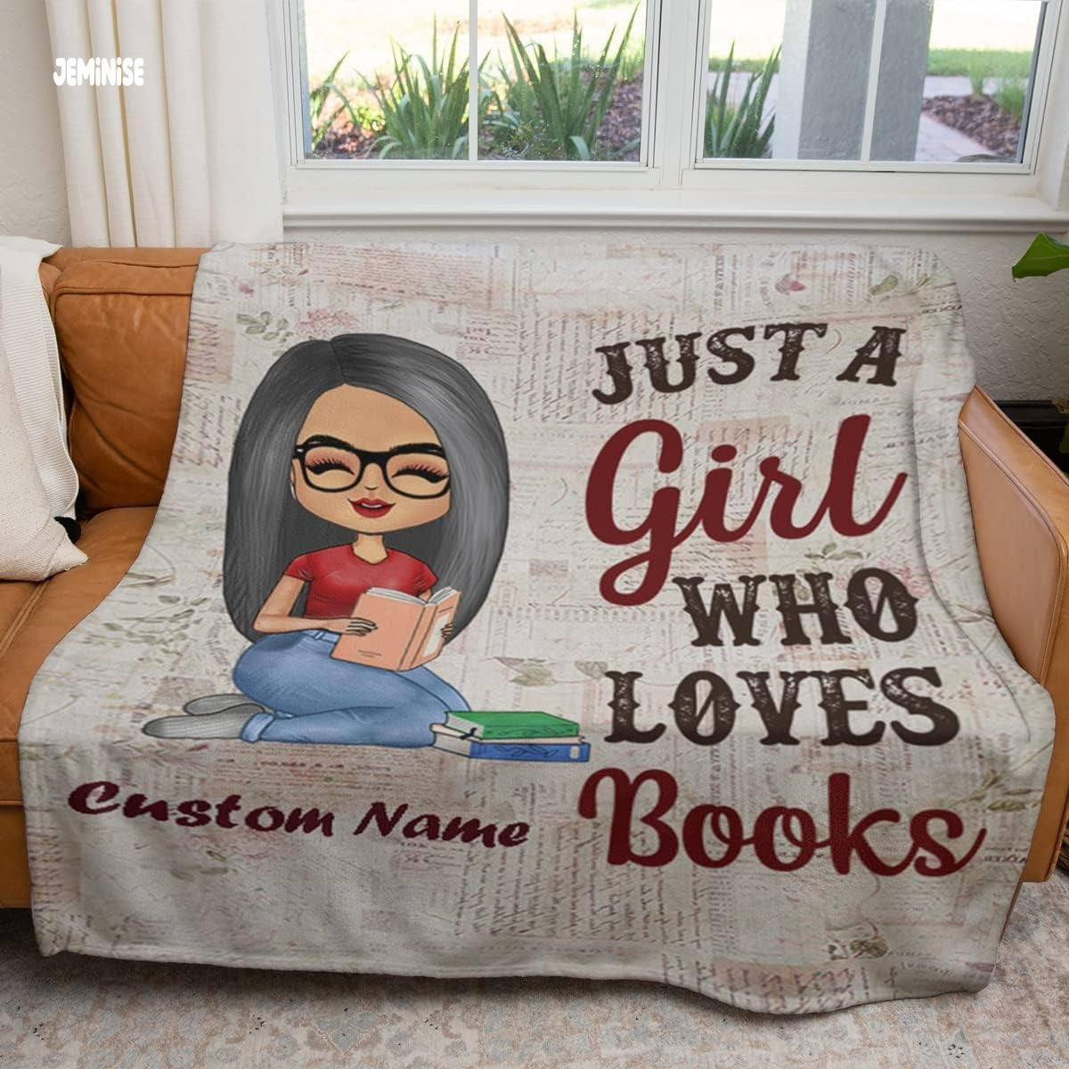 Jeminise Customized Reading Blanket for Book Lovers, Personalized Daughter Gift