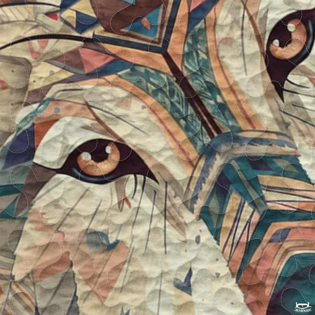 Custom Wildlife Wolf Head Close Up with Geometric Comforter