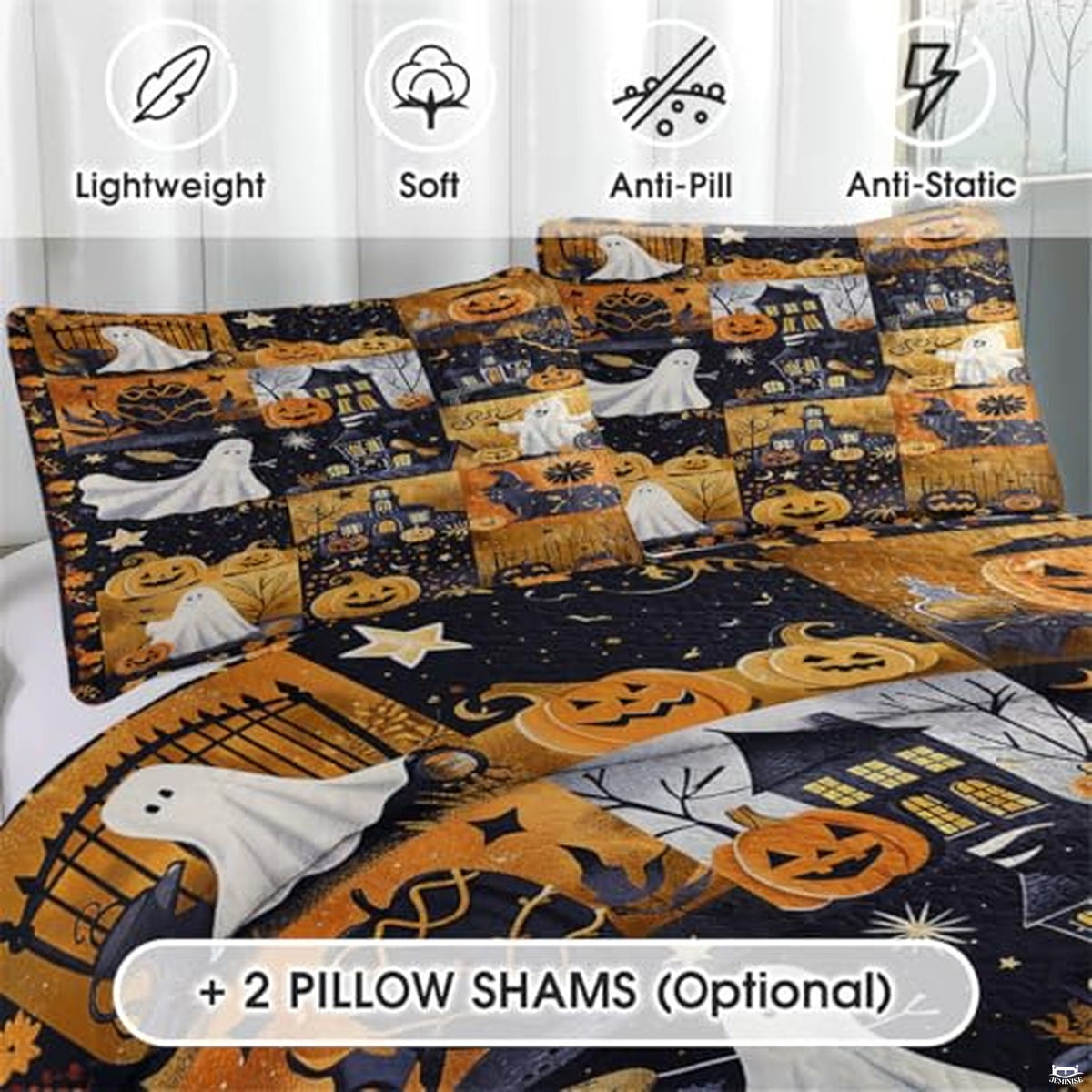 Witch Throw Quilt Set – Vintage Gothic Style Fall Bedspread for Autumn Bedroom Decor, Halloween Witch Bedding with Magical Patchwork Pattern, Soft Lightweight Quilt, Twin, Full, Queen Sizes (Color 12)