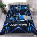 Custom Transportation Semi Truck on Geometric Background Comforter