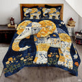 Elephant Quilt Set, Animal Patchwork Printed Quilt Bedset, Patchwork Style Quilts Twin Full Queen Size Elephant Pattern Blanket Bedspread, Elephants Bed Set Bedding Gift