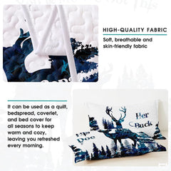 Personalized Deer Silhouettes Facing Each Other Comforter with Buck