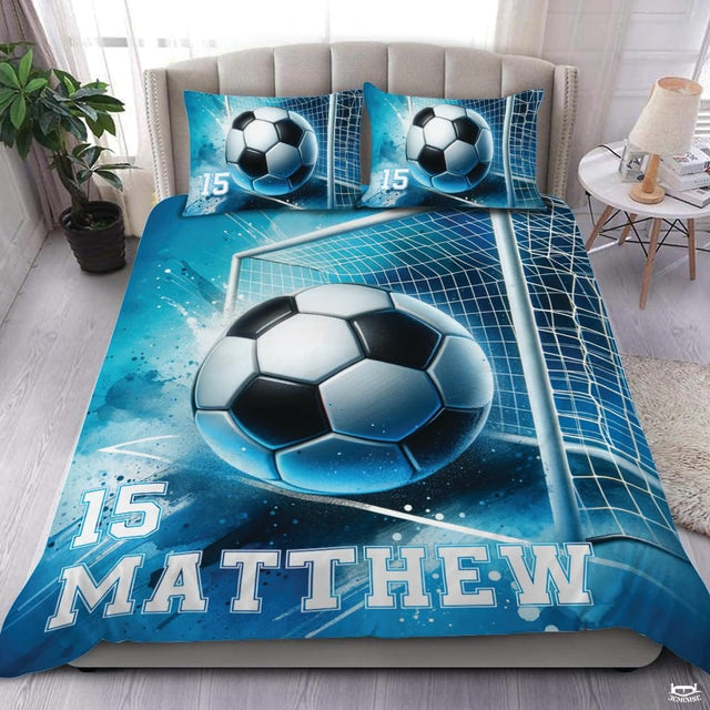 Custom Soccer Ball Goal Net Comforter Set, Machine Washabl - Design 13