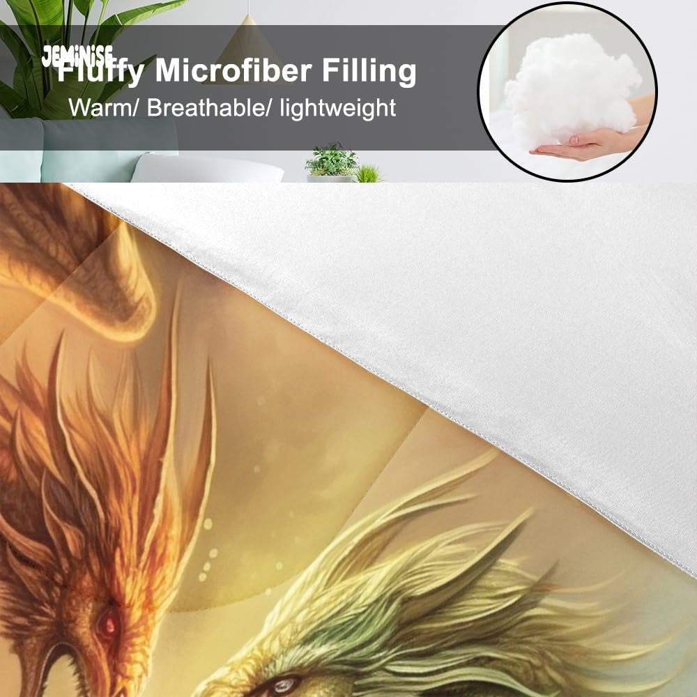 Jeminise Dragon on Cliff Comforter Set, Fantasy Bedding