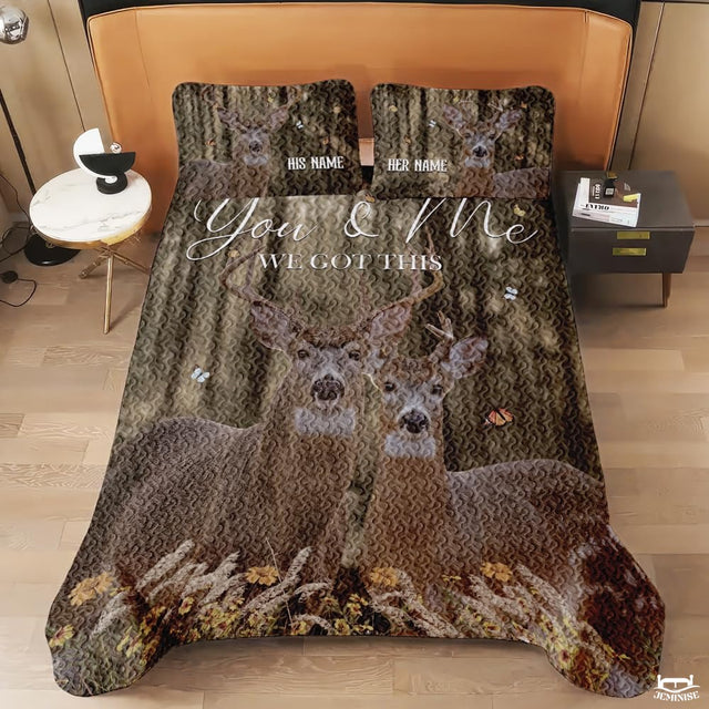 Personalized Wildlife Deer Couple in Forest Comforter