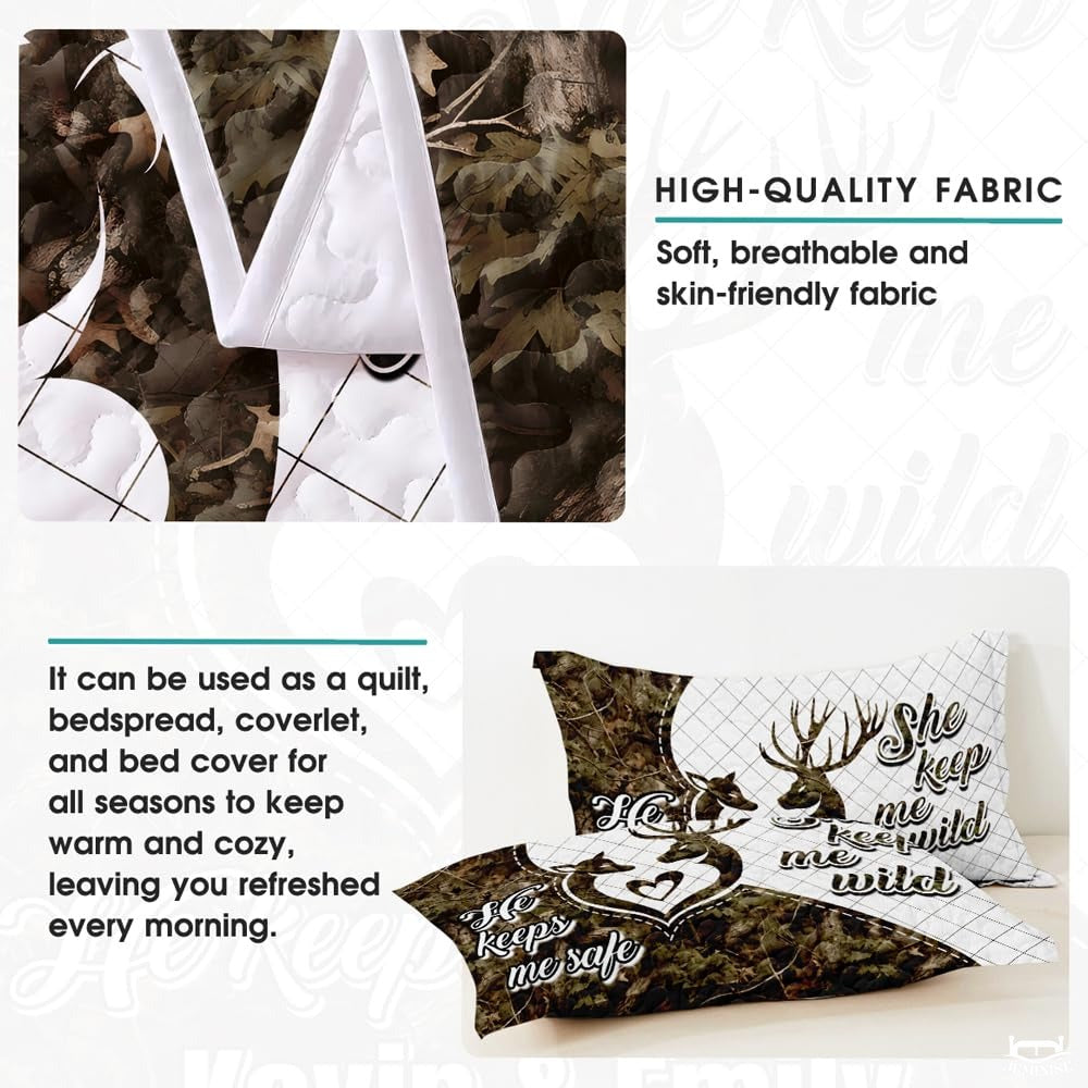 Personalized Deer Silhouettes Forming Heart Outline Comforter