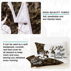 Personalized Deer Silhouettes Forming Heart Outline Comforter