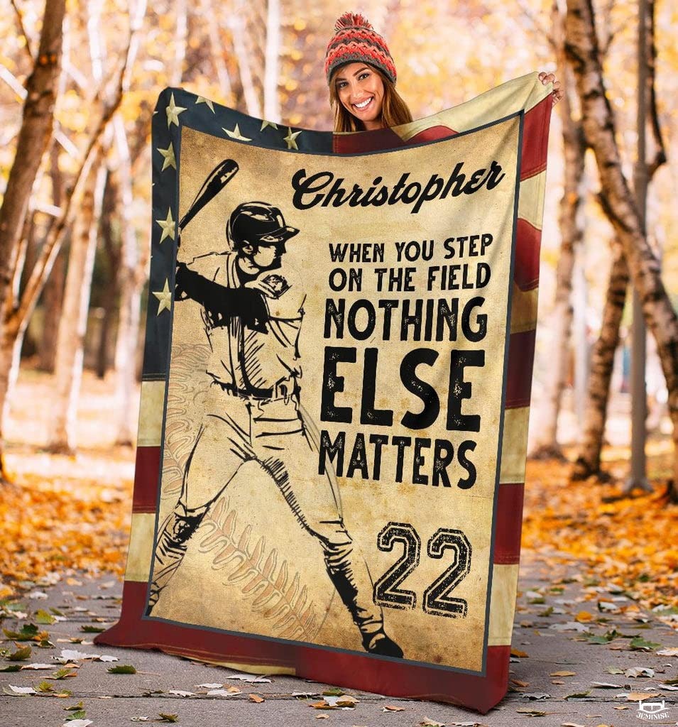 Custom Name Catcher Batter Baseball Baseball Throw, Baseball Blanket Gift Baseball Bedding Gift for Adult, Christmas New Years Gift for Baseball Player, Pitcher Gift (Baseball Design 10)