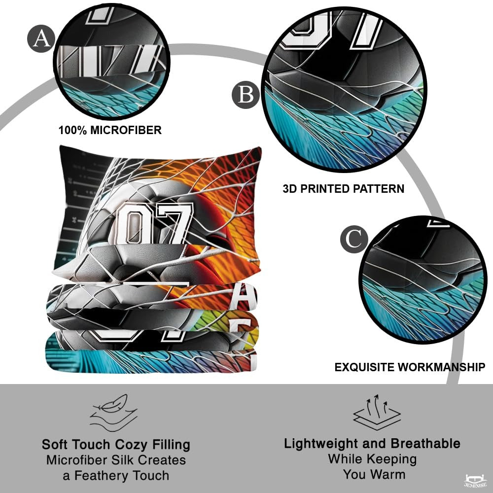 Custom Soccer Ball Net Comforter Set, Machine Washable