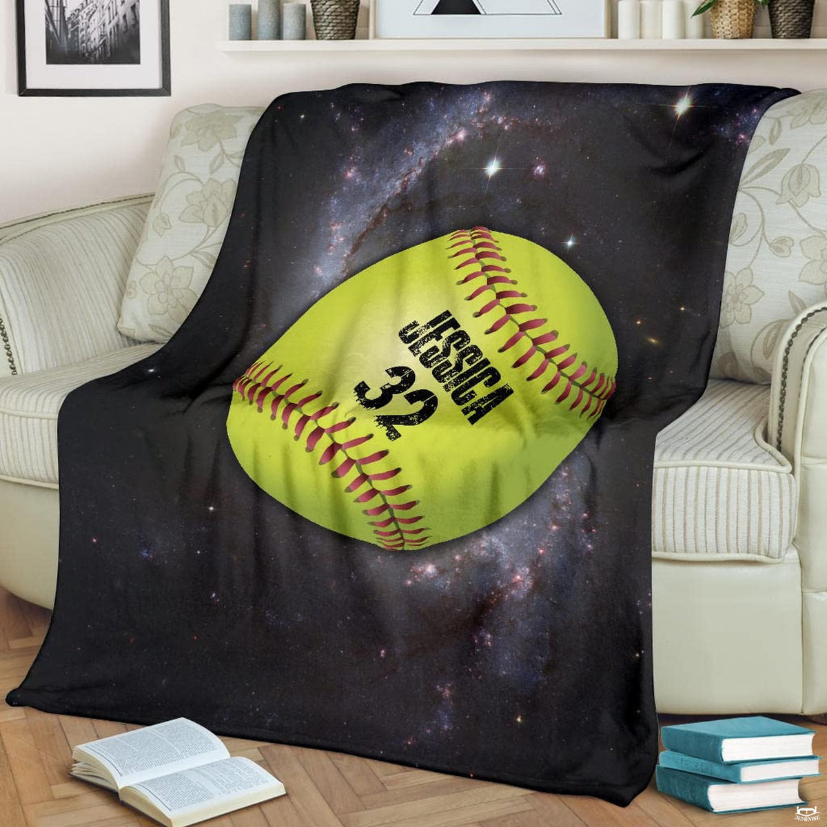 Cosmic fastpitch optic sphere textile display in modern bedroom setting