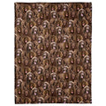 All-over pattern display showing a dense photo collage of smiling chocolate brown spaniel dog portraits.