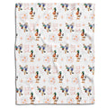 Mallard ducks and blush floral blossom watercolor pattern on white throw blanket