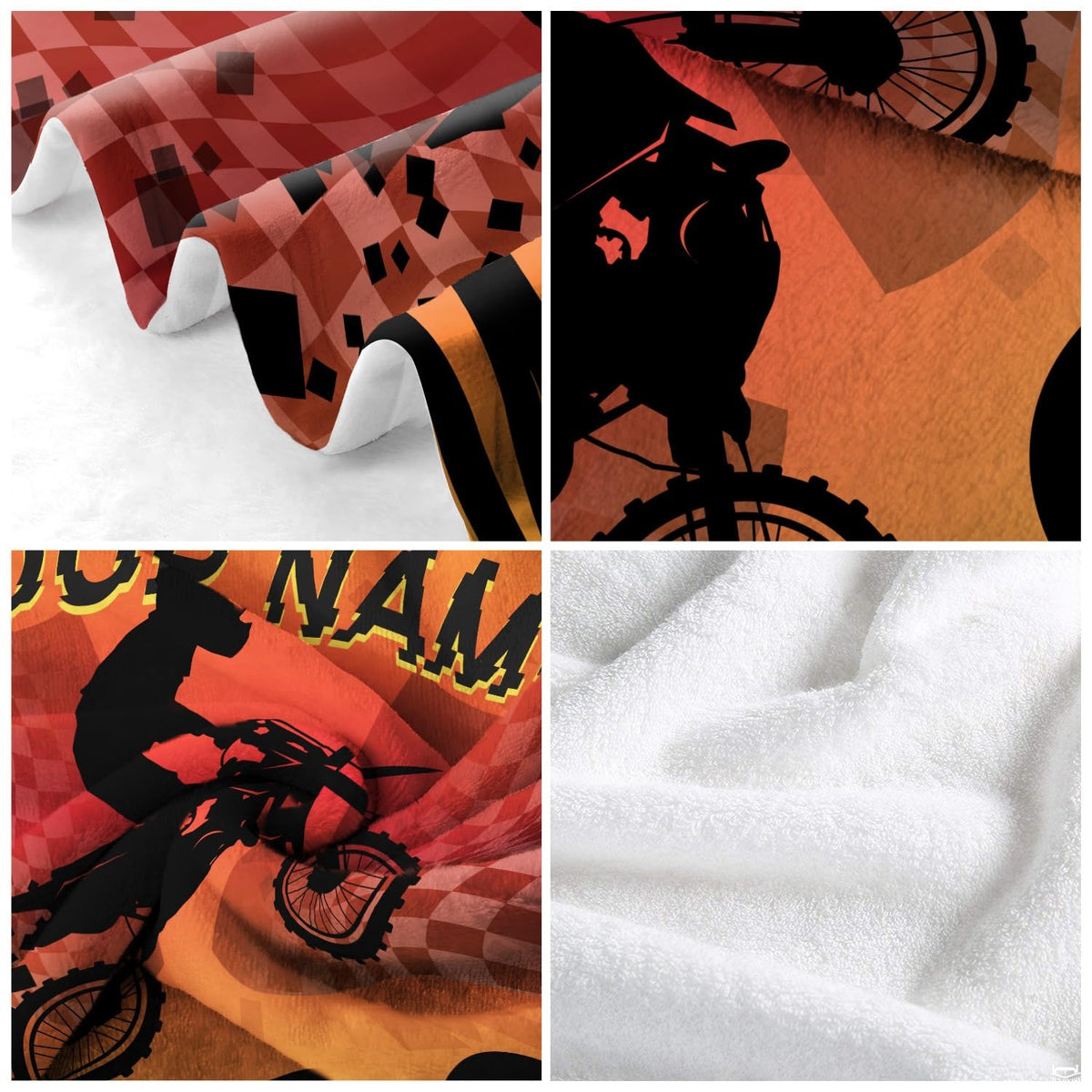 Youth bedroom decor setting featuring motocross throw blanket
