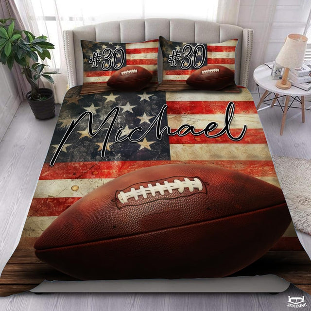 Custom American Football on Usa Flag Background Comforter