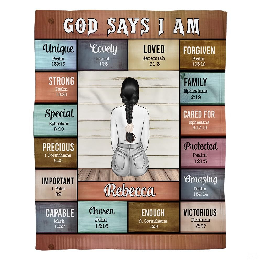 Personalized Christian Woman Affirmation Bible Verse Throw Blanket