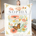 Custom Floral Butterfly Inspirational Blanket, Machine Wash - Design 8