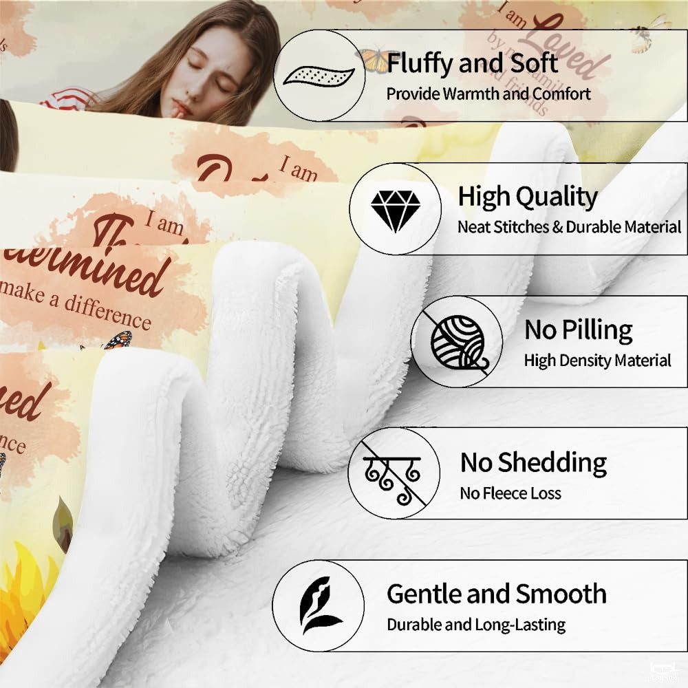 Personalized Sunflowers and Butterflies Affirmations Blanket