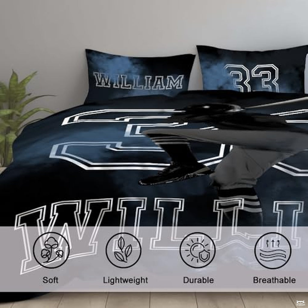 Personalized Dark Baseball Player Bedding Set Full Twin Queen King, Boys Twin Bedding Sports Baseball Players Bedspread Microfiber Ultra Soft Lightweight
