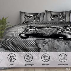 Custom Trucking Semi Truck on Metallic Mesh Background Comforter