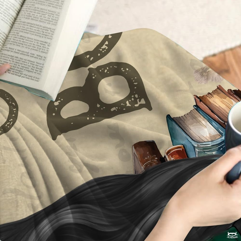 Personalized Dark Haired Girl Reading Book Throw Blanket - Book Lover