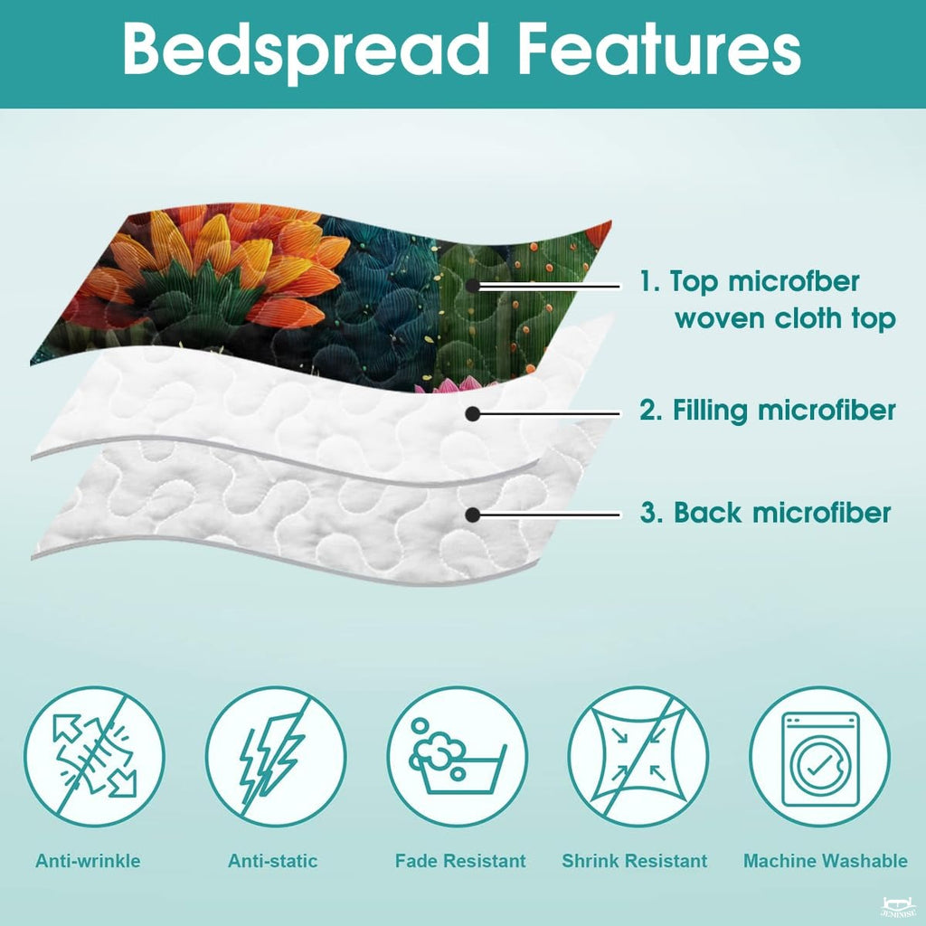 Personalized Vibrant Cactus and Desert Flowers Quilt Set