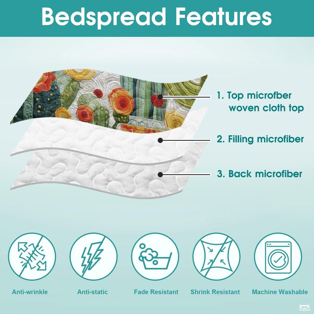 Personalized Flowering Cactus & Succulent Garden Quilt Set