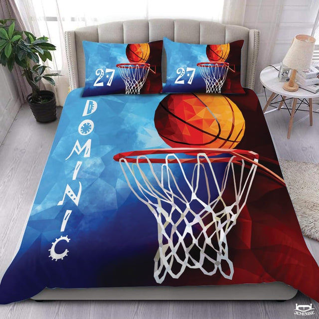 Personalized Basketball Above Hoop Close Up Comforter with Name and Number