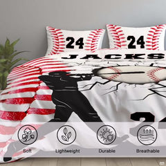 Personalized Baseball Player Breaking Design Comforter Set