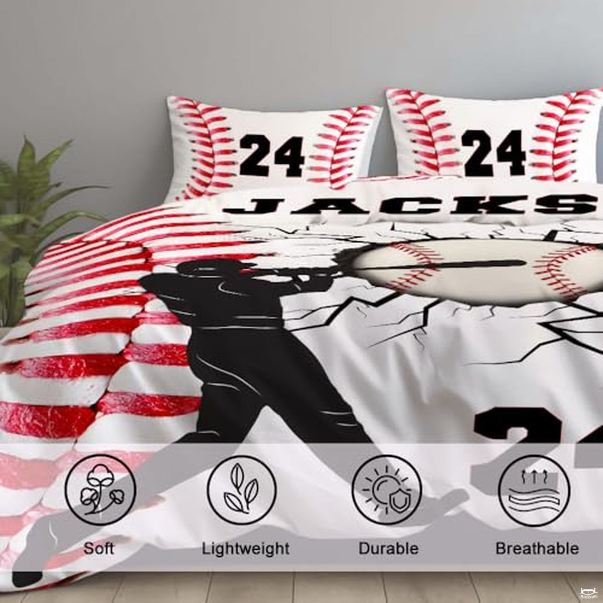 Personalized Baseball Player Breaking Design Comforter Set