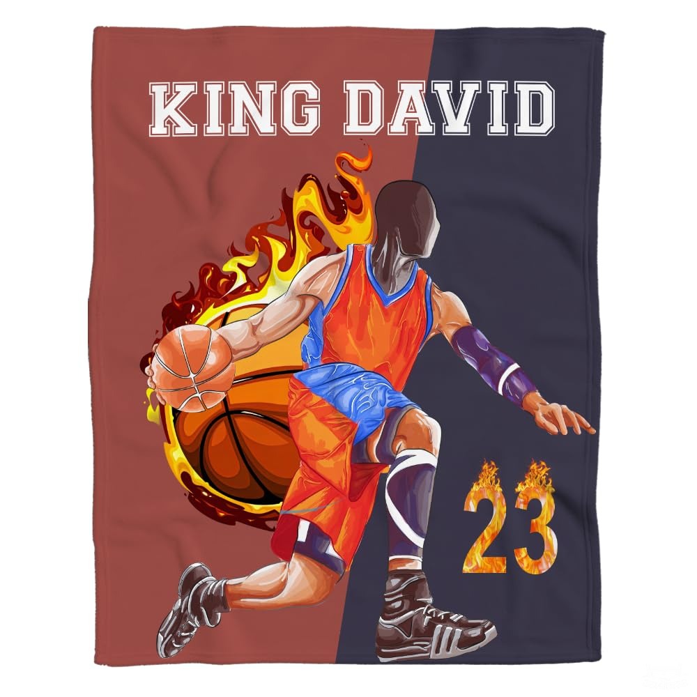 Personalized Basketball Player Front Blanket with Name and Number