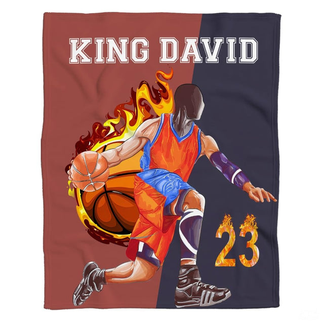 Personalized Basketball Player Front Blanket with Name and Number