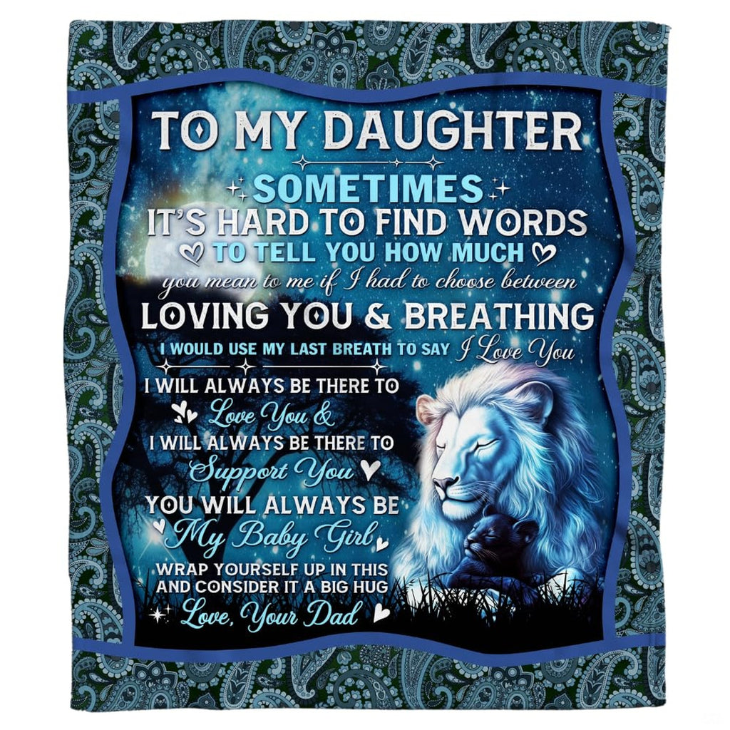 Father lion and cub moonlight paisley border blanket showing guardian lion and starry sky view 1