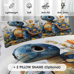 Jeminise Cat Farmhouse Quilt Set, Cozy Animal Bedding
