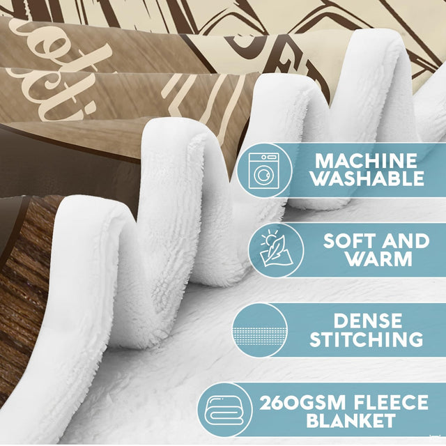 Close-up view of letter A bookshelf throw blanket highlighting sharp typography and printed book details.