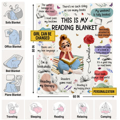 Measurement sizing chart for the bookish sayings throw blanket presenting available dimension choices.