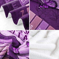 Custom Purple Butterflies Text Blanket, Machine Washable