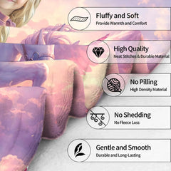Winged unicorn hero blanket styled smoothly across sofa couch