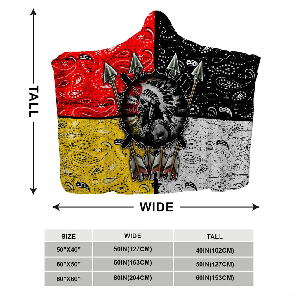Native American chief warrior in war bonnet on four-quadrant bandana pattern, view 3.