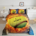 Teal & Yellow Softball Comforter Set – Vibrant Sports Bedroom Decor for Softball Fans, Soft Cozy Bedding for Girls & Women, Offered in Twin, Queen, King