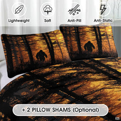 Personalized Bigfoot Sunset Forest Silhouette Quilt Sets