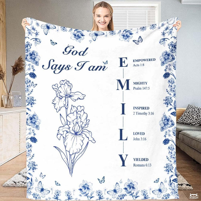 Custom Emily God Says I Am Blanket, Machine Washable