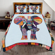 Elephant Patchwork Pattern Quilt Set, Animal Farmhouse Quilt Set