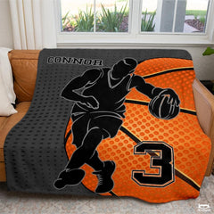 Personalized Basketball Player Silhouette Blanket with Name and Number