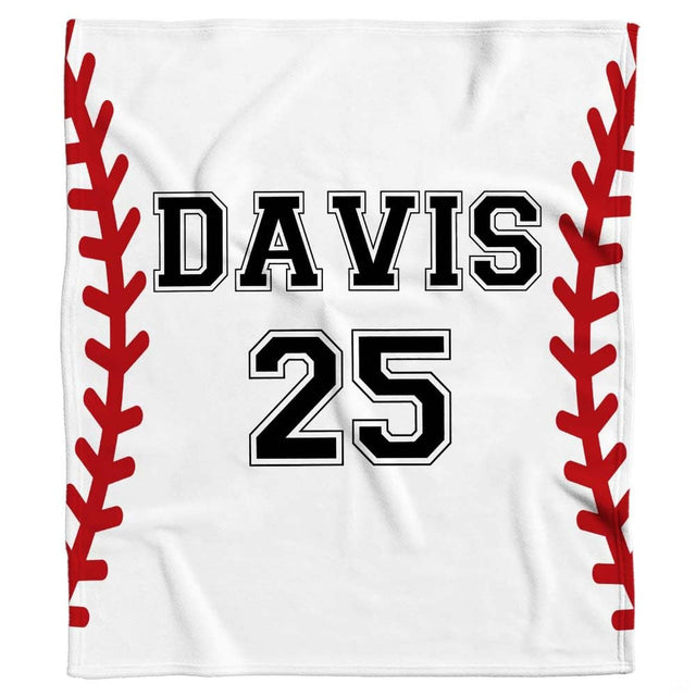 Close-up baseball design showing red chevron laces arched across aged rustic wood planks.