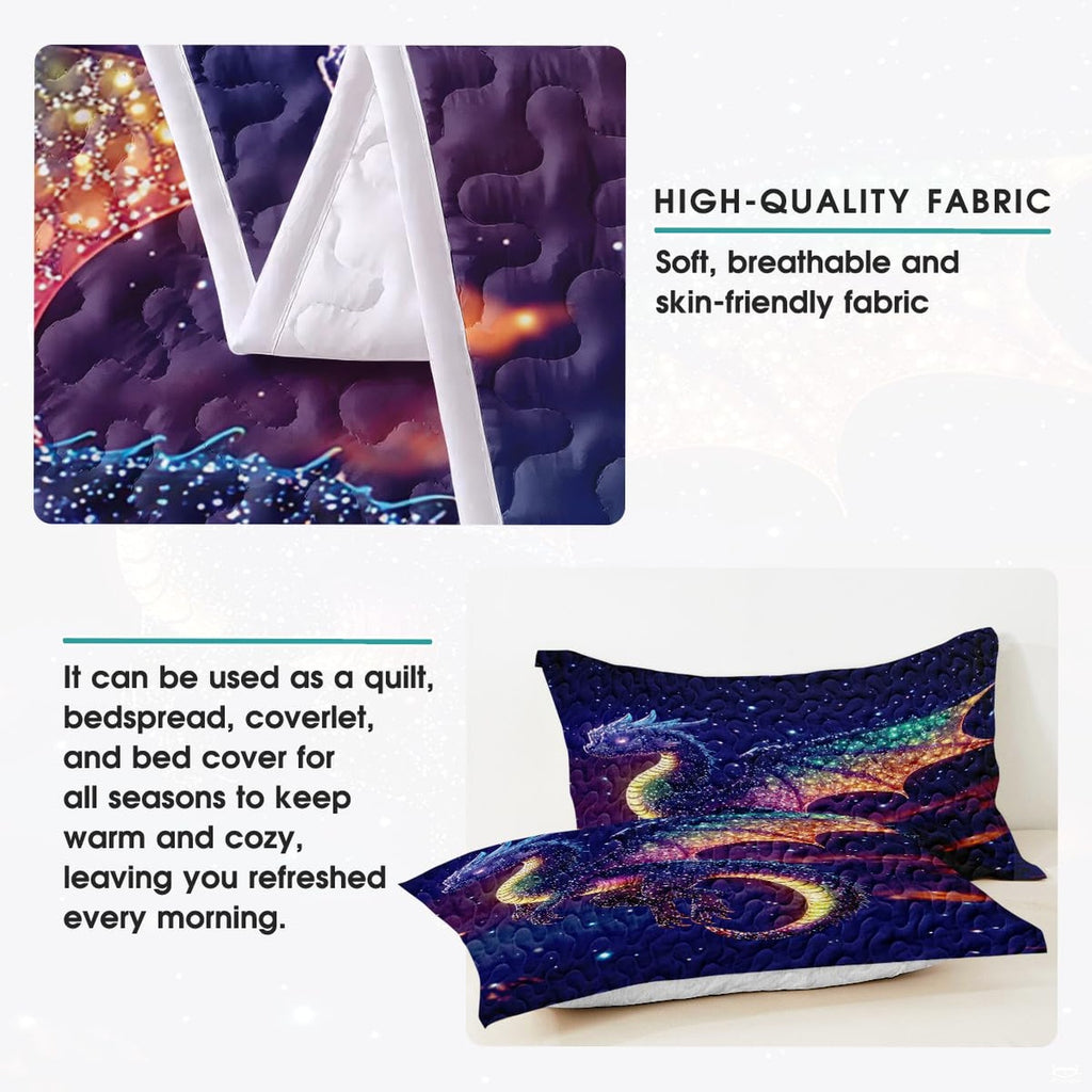 Rainbow cosmic dragon artwork detail with pale reverse side shown