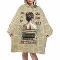 Vintage bookish bedding set with stacked thematic accent, coffee art, and wildflower newspaper collage pattern.