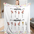 Vintage botanical birth flower bedding featuring delicate blush petals and script lettering.