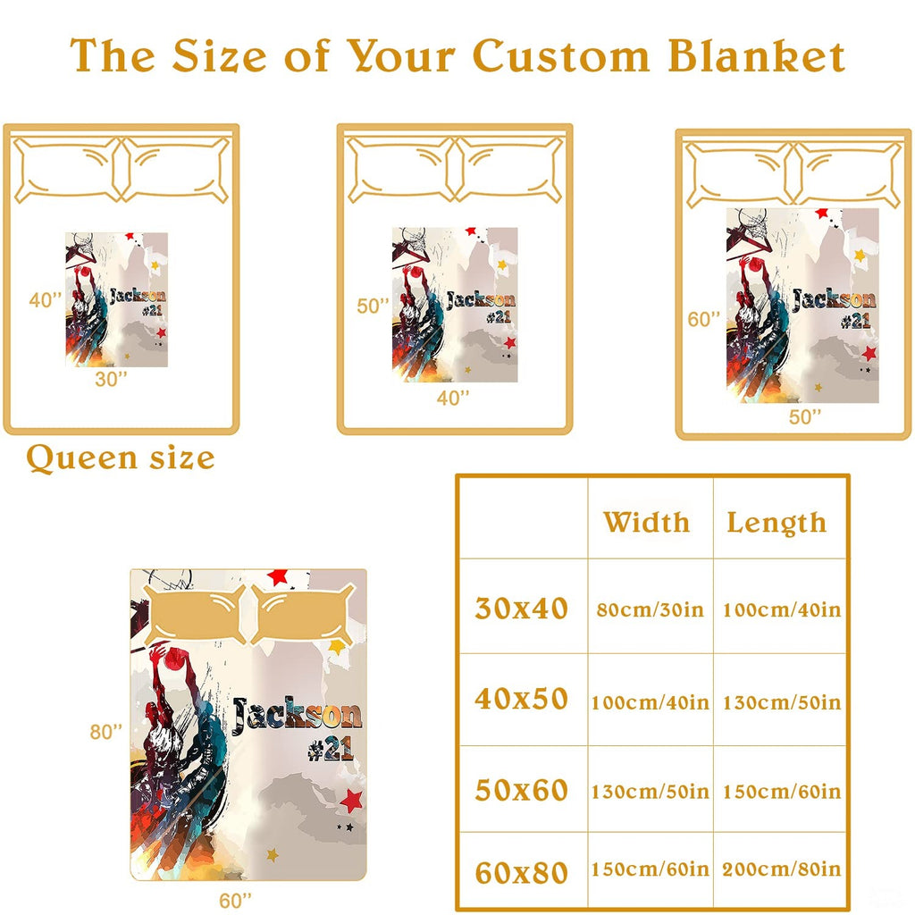 Personalized Watercolor Basketball Players Dunking Blanket