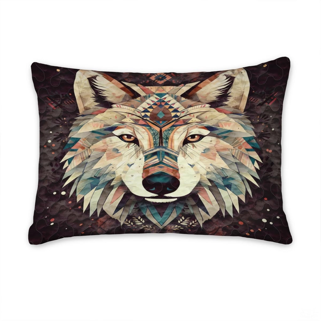Custom Wildlife Wolf Head Close Up with Geometric Comforter