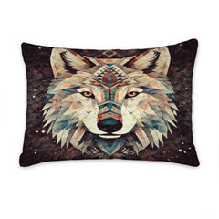 Custom Wildlife Wolf Head Close Up with Geometric Comforter